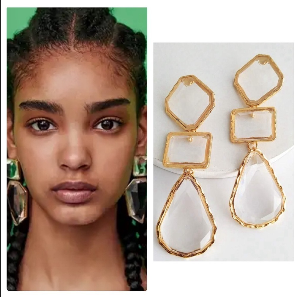 Clear Acrylic Geo Drop Earrings